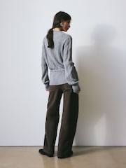 BHOEM Grey Cable Knit Peplum Cardigan - Image 3 of 6