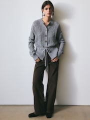 BHOEM Grey Cable Knit Peplum Cardigan - Image 4 of 6