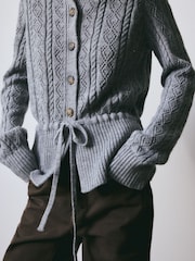 BHOEM Grey Cable Knit Peplum Cardigan - Image 5 of 6