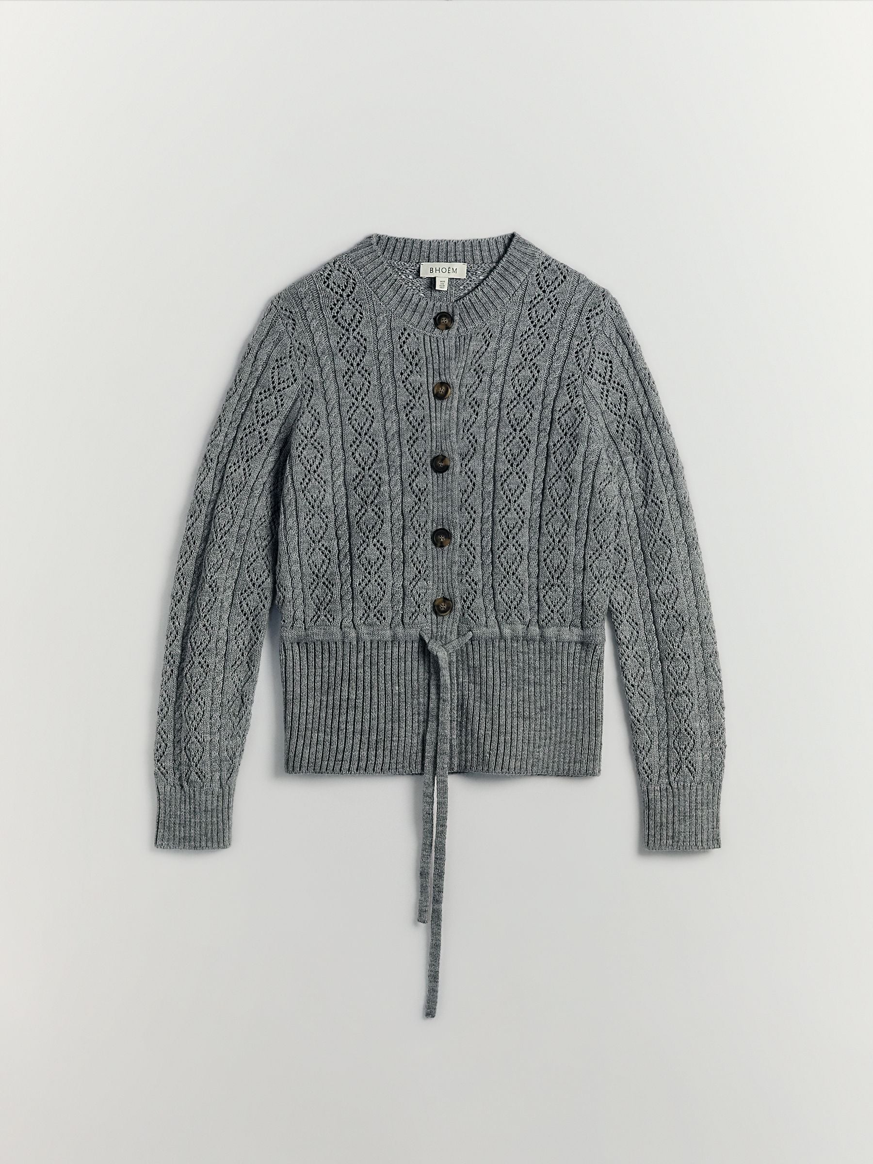 Buy BHOEM Grey Cable Knit Peplum Cardigan from the Next UK online shop