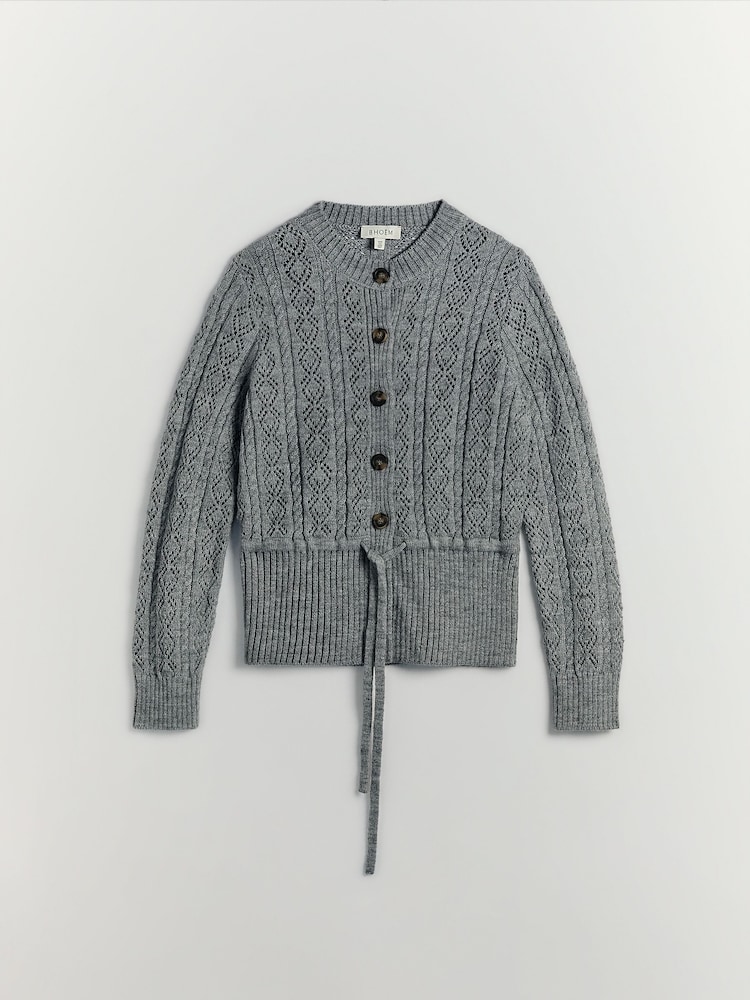 BHOEM Grey Cable Knit Peplum Cardigan - Image 6 of 6