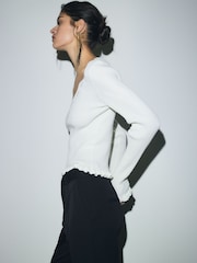 BHOEM V-Neck Embellished Knit Ecru Top - Image 3 of 6