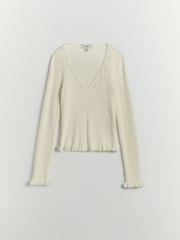 BHOEM V-Neck Embellished Knit Ecru Top - Image 6 of 6