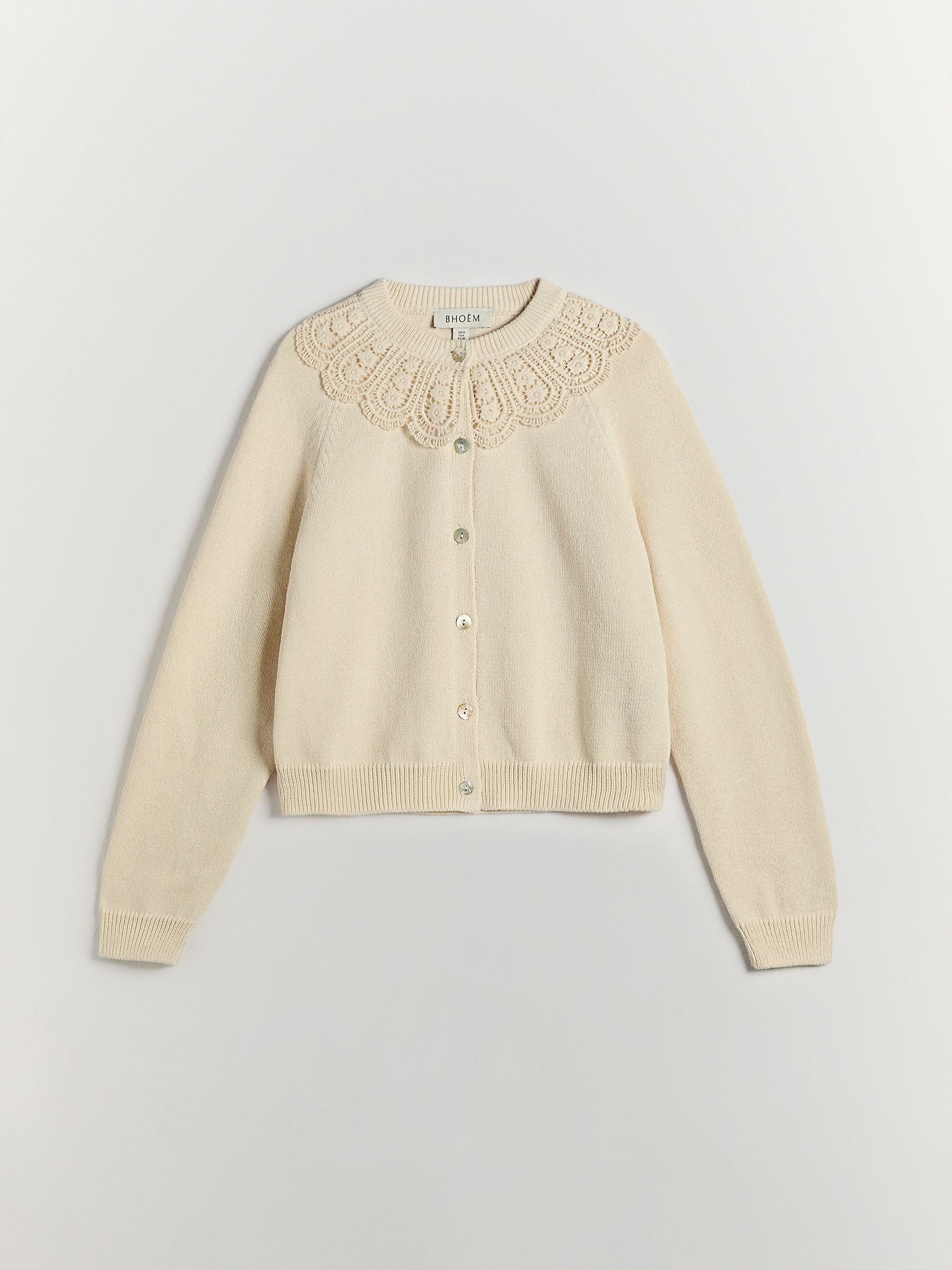 Buy BHOEM Ecru Crochet Collar Knit Cardigan from Next USA