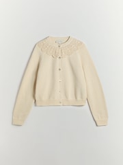 BHOEM Crochet Collar Knit Ecru Cardigan - Image 5 of 5