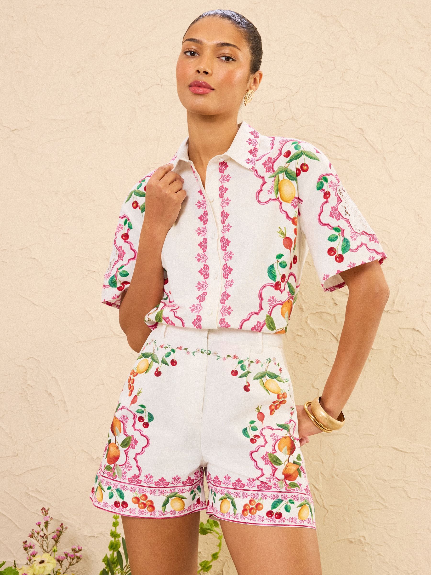 Buy Love & Roses x RHS Ivory Fruit Print Shorts from Next Spain