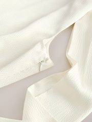 White Textured Satin Halter Sleeveless Mini Dress - Image 7 of 8