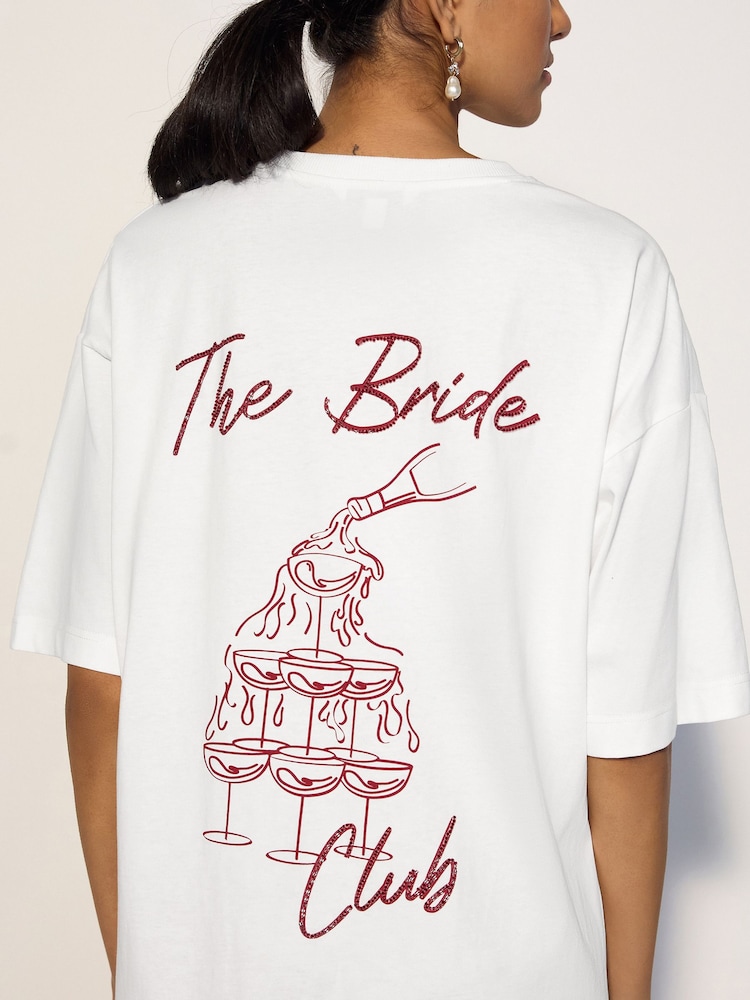 White Bridal Print - Short Sleeve T-shirt Sequin Bridal Dress - Bild 4 von 4