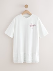 Estampado nupcial blanco - Vestido de novia de lentejuelas con camiseta de manga corta - Imagen 6 de 9