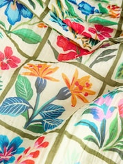 Red Floral Tile Print Puff Sleeve Mini Occasion Dress - Image 7 of 8