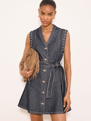 Lipsy Denim-Etuikleid mit Peitschenstichdetail in Minilänge - Bild 1 von 5