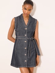 Lipsy Denim-Etuikleid mit Peitschenstichdetail in Minilänge - Bild 3 von 5