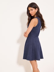 Lipsy Rinse Blue Wash Button Down Denim Mini Dress - Image 4 of 4