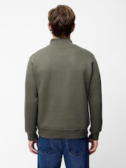 French Connection Green Cotton Blend ¼ Zip Side Pockets Jumper - Image 2 of 5