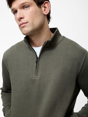 French Connection Green Cotton Blend ¼ Zip Side Pockets Jumper - Image 4 of 5
