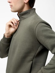 French Connection Green Cotton Blend ¼ Zip Side Pockets Jumper - Image 5 of 5