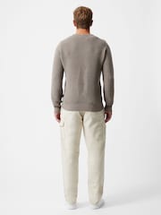 French Connection Green Cotton Ottoman Ribbed Knit Crew Neck Long Sleeve Sweatshirt - Image 2 of 5