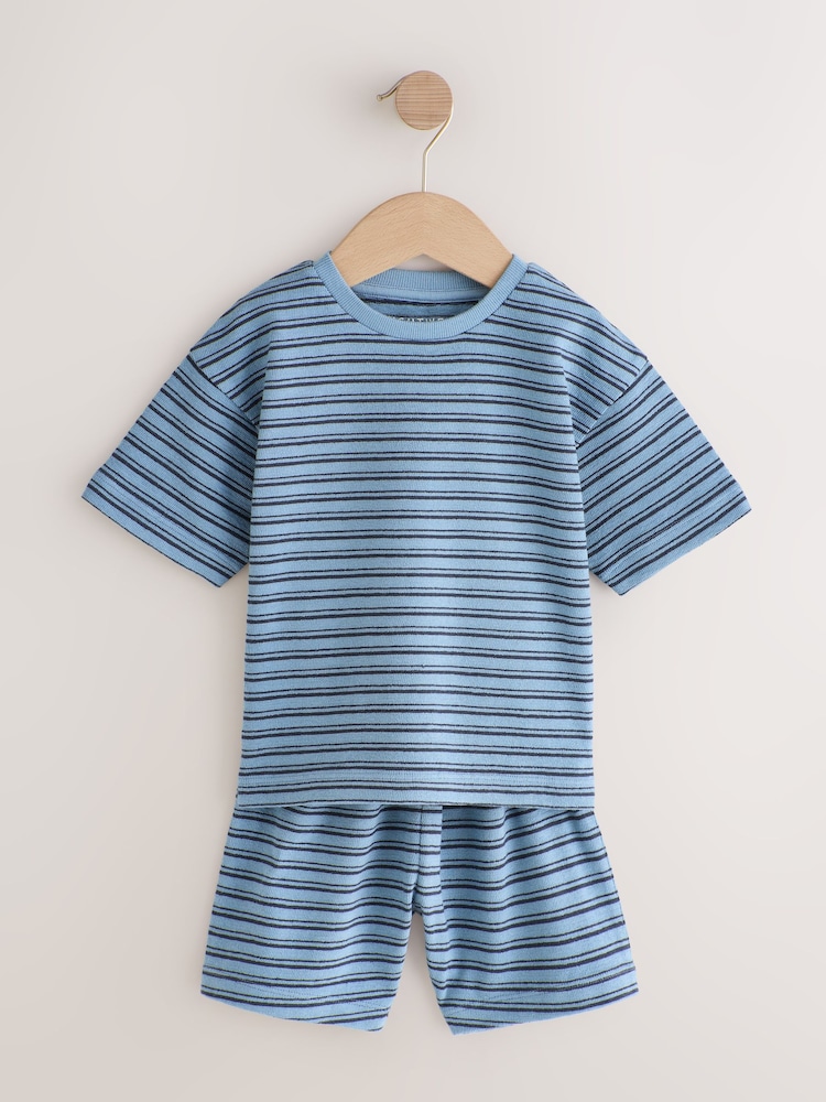 Blue/White/Grey Stripe Short Pyjamas 3 Pack (12mths-12yrs) (12mths-12yrs) - Image 2 of 9