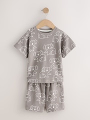 Blue/Grey Linear Print Short Pyjamas 3 Pack (9mths-10yrs) - Image 4 of 7