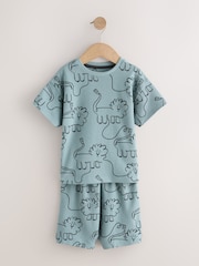 Blue/Grey Linear Print Short Pyjamas 3 Pack (9mths-10yrs) - Image 5 of 7