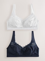Navy/White Total Support Modal & Lace 2 Pack Bras B-H - Image 1 of 5