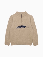 Trotters London Cream Sebastian Car Half Zip Jumper - Image 1 of 2