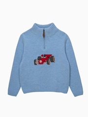 Trotters London Blue Charles Car Half Zip Jumpers - Image 1 of 2