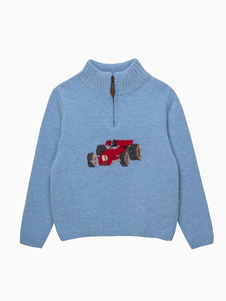 Trotters London Blue Charles Car Half Zip Jumpers - Image 1 of 2 Trotters London Blue Charles Car Half Zip Jumpers - Image 1 of 2