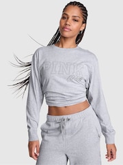 Victoria's Secret Pink Medium Heather Grey Cotton Long Sleeve T-Shirt - Image 1 of 2
