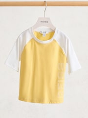 Reiss Yellow Baskin Colour-Block Logo Rash Top - Image 2 of 3