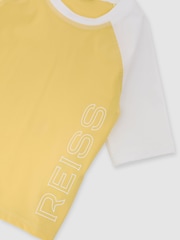 Reiss Yellow Baskin Colour-Block Logo Rash Top - Image 3 of 3