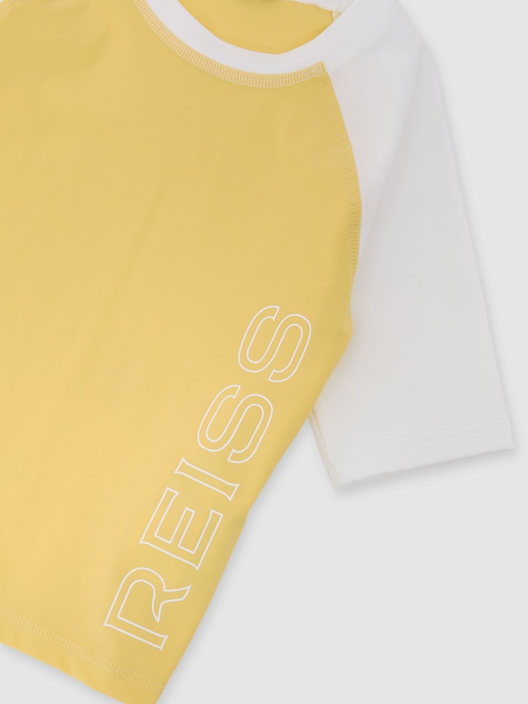 Reiss Yellow Baskin Colour-Block Logo Rash Top - Image 3 of 3