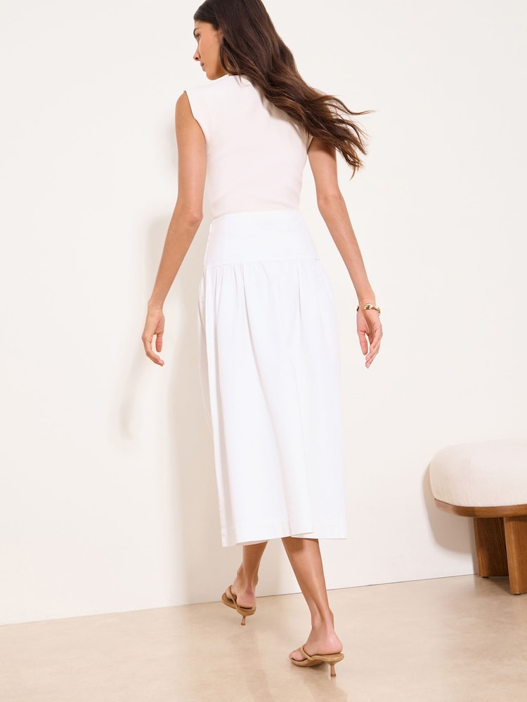Lipsy White Denim Dropped Waist Midi Skirt - Image 5 of 5