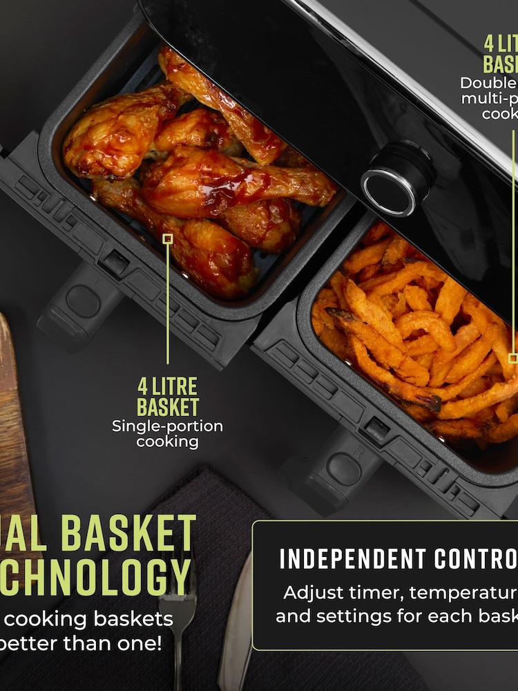Tower Graphite 8L Elite Dual Basket Air Fryer - Image 2 of 8 Tower Graphite 8L Elite Dual Basket Air Fryer - Image 2 of 8