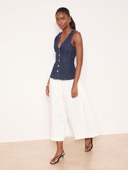 Lipsy Rinse Blue Peplum Denim Waistcoat - Image 3 of 4