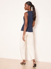 Lipsy Rinse Blue Peplum Denim Waistcoat - Image 4 of 4