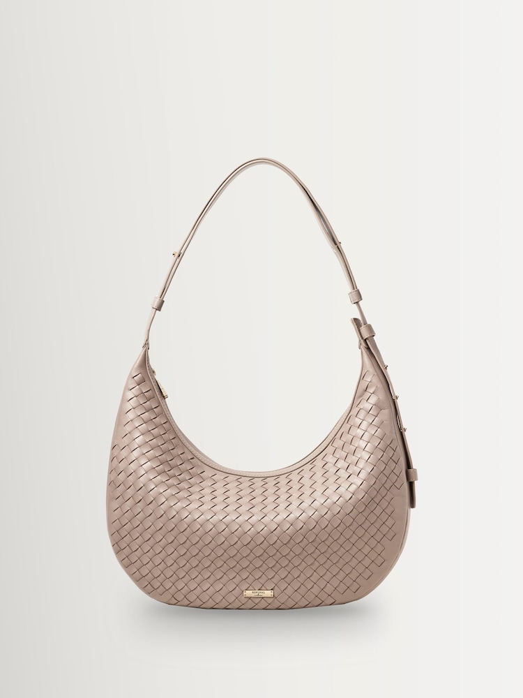 Aspinal of London Brown Husdon Slouchy Crescent Slot Weave Bag - Image 1 of 5