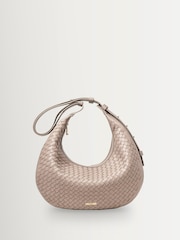 Aspinal of London Brown Husdon Slouchy Crescent Slot Weave Bag - Image 2 of 5