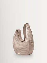 Aspinal of London Brown Husdon Slouchy Crescent Slot Weave Bag - Image 3 of 5