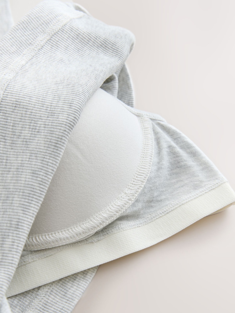 Grey Cotton Rib Hidden Support High Neck Vest - Image 2 of 3 Grey Cotton Rib Hidden Support High Neck Vest - Image 2 of 3