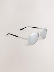 فضي ممشط - نظارات Aviator شمسية - صورة 3 من 5