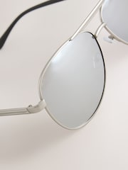 فضي ممشط - نظارات Aviator شمسية - صورة 5 من 5