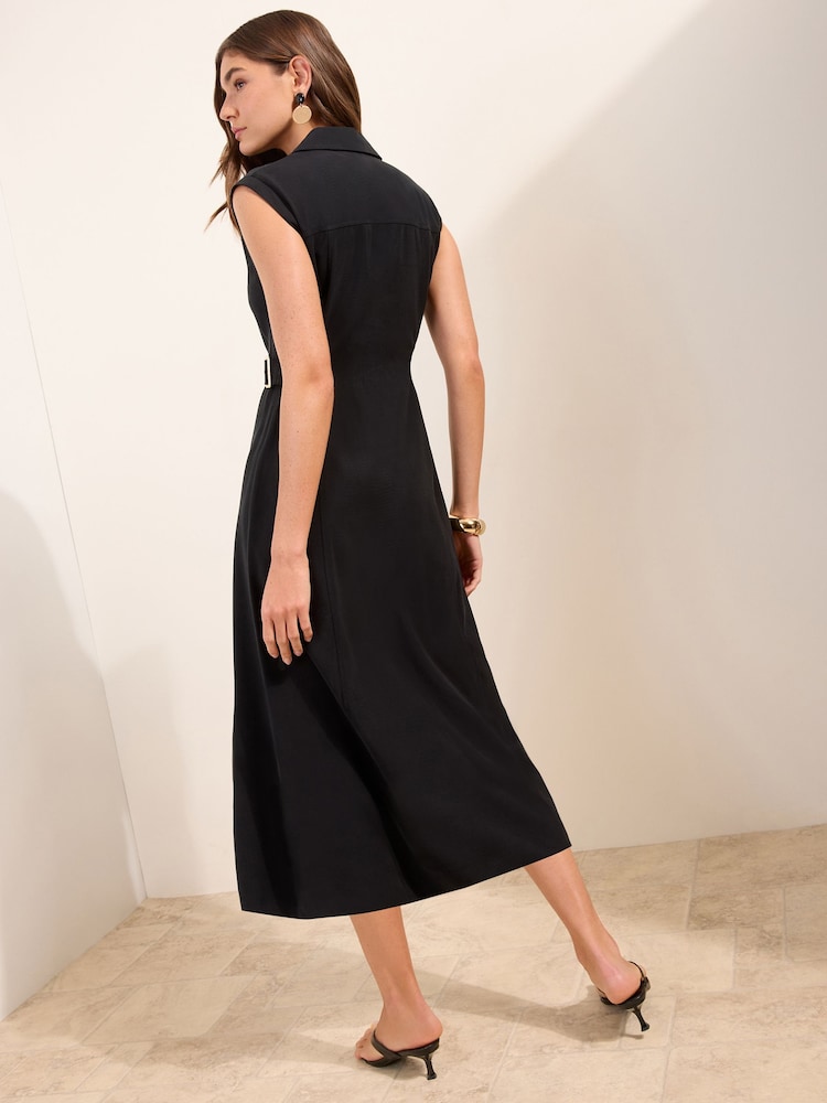 أسود - Friends Like These Side Buckle Utility Shirt Dress - Image 5 of 5