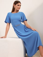 Blau - Friends Like These Belted Flutter Sleeve Midi Dress - Bild 3 von 4