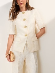 Friends Like These Cream Premium Floral Jacquard Blazer - Image 1 of 5