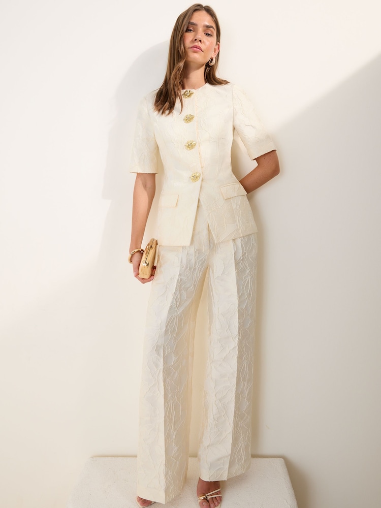 Friends Like These Cream Premium Floral Jacquard Blazer - Image 2 of 5