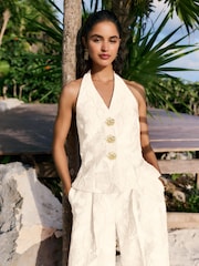 Friends Like These Cream Premium Floral Jacquard Waistcoat - Image 4 of 4