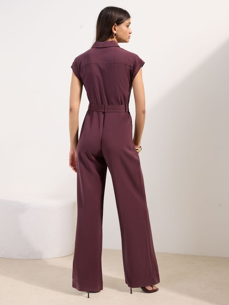 Friends Like These Chocolate Brown Utility Tailored Jumpsuit - Image 4 of 4