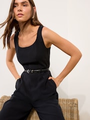 Friends Like These Black Belted Wide Leg Jumpsuit - Image 2 of 4