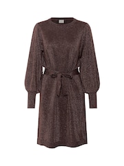 Kaffe Brown KAregina Long Sleeve Knit Belt Dress - Image 5 of 6
